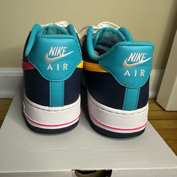Nike Air Force Men's Sneakers - White, Pink, and Blue - 90’s Neon - Picture 4 of 10